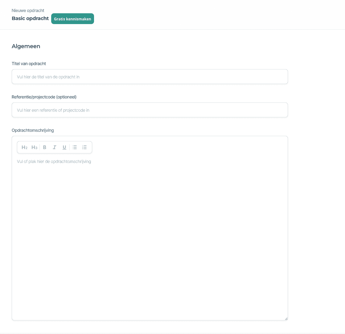 Een nieuwe opdracht plaatsen op Freelance.nl.