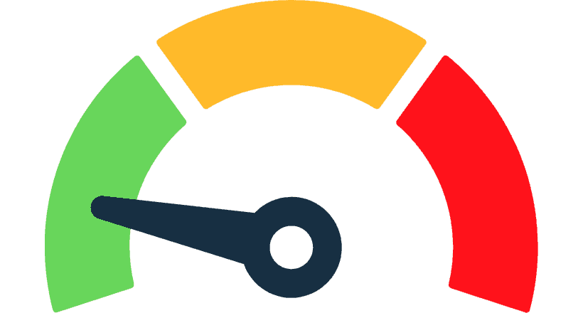 Een meter waarvan de wijzer op groen staat om aan te geven dat iets optioneel en dus minder urgent is
