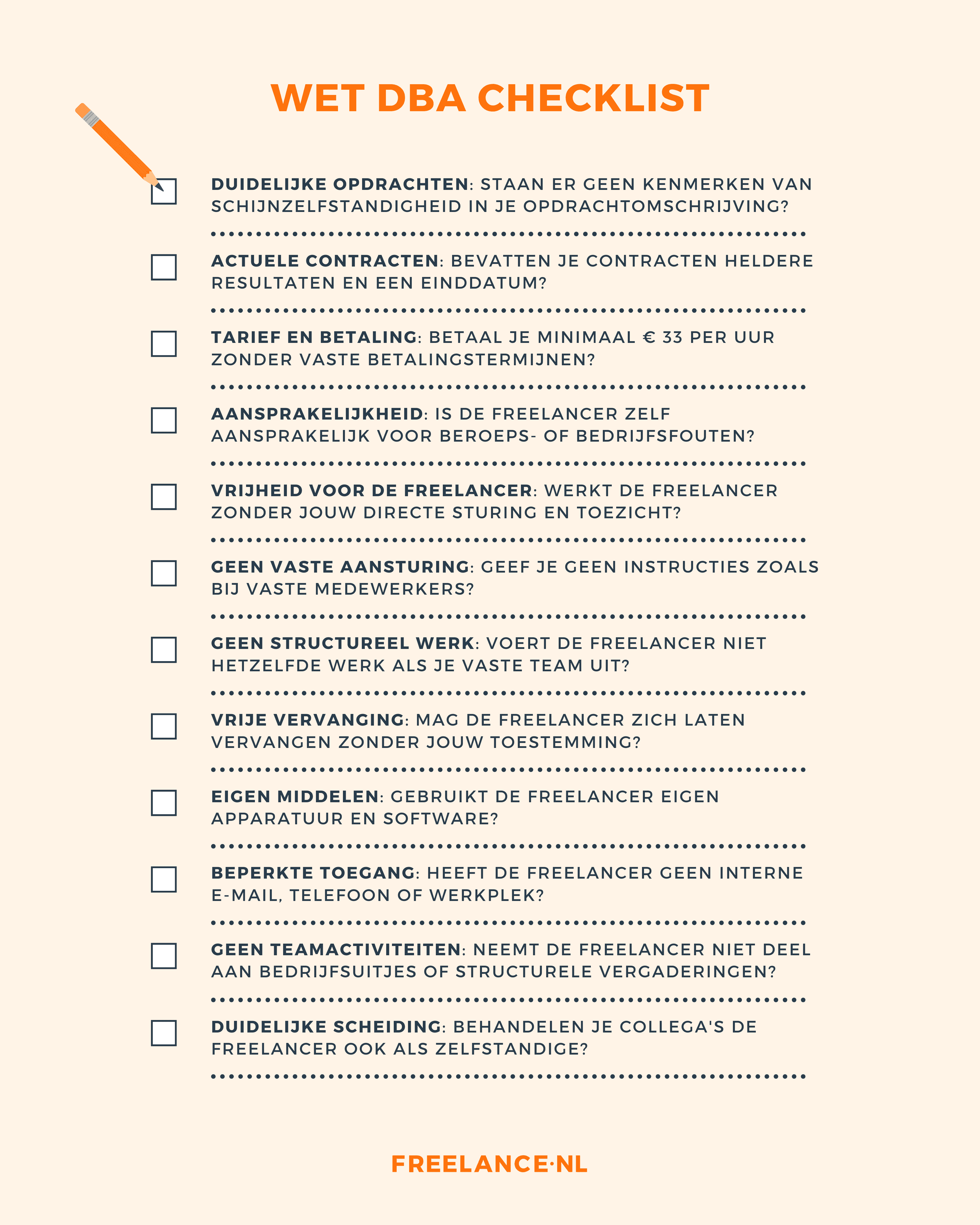Wet DBA checklist voor opdrachtgevers en zzp'ers in 2025.