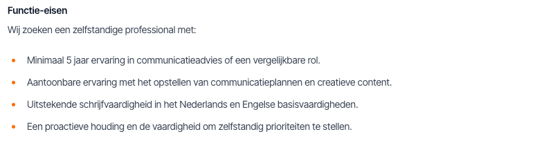 Functie-eisen beschrijven in een opdrachtomschrijving.