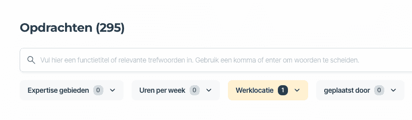 Werklocatie invullen bij zoekopdrachten.